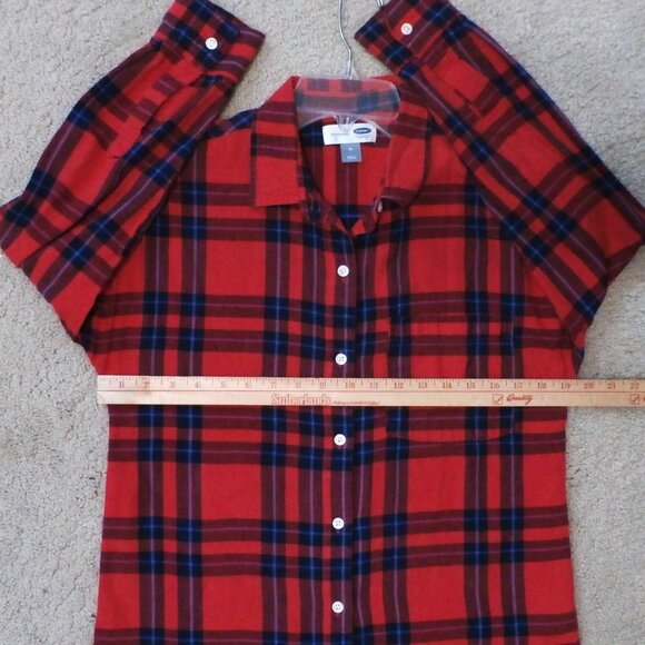 OLD NAVY BOYFRIEND Womens RED Medium Plaid Long Sleeve Button Down Flannel Shirt - Picture 4 of 5